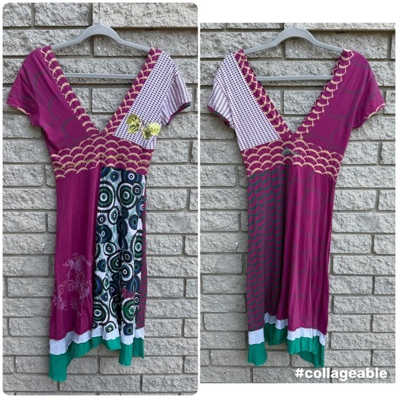 Y2K Vintage Disigual Huesca Day Dress Women's Size Small Artsy Funky Unique - Picture 2 of 11